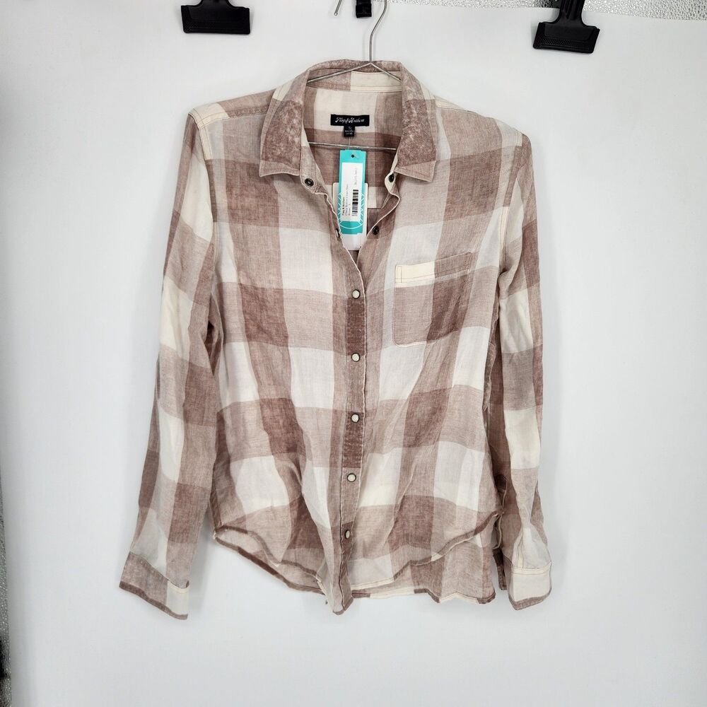 Flag & Anthem Women's Brown Small Chazy Button Down Shirt‎ NWT